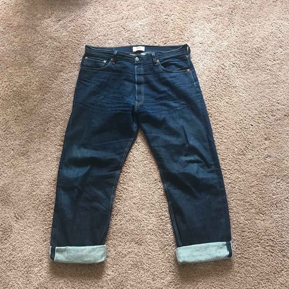 levis 501 selvedge raw jeans 36x34